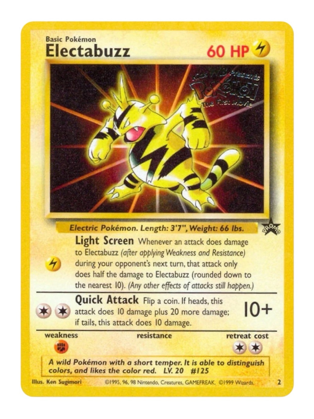 ELECTABUZZ 2 PROMO WIZARDS BLACK POKEMON CARD - PRE-OWNED